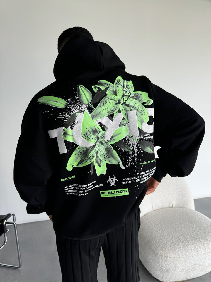 Oversize Toxic Hoodie - Black