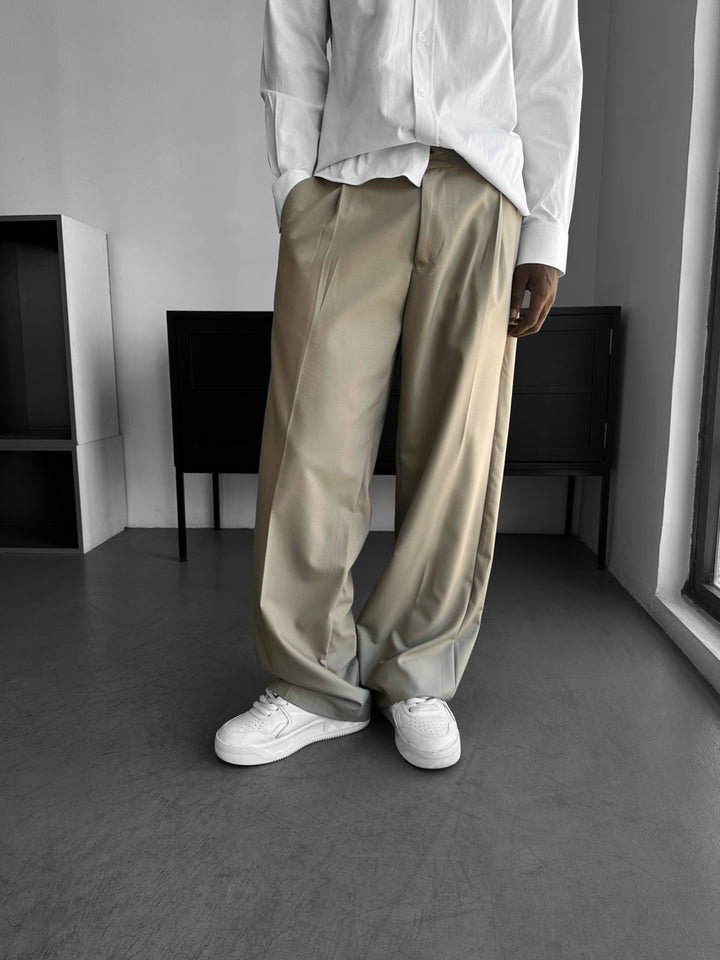 Loose Fit Comfort Trousers - Stone