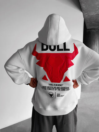 Oversize Bull Hoodie - White and Red