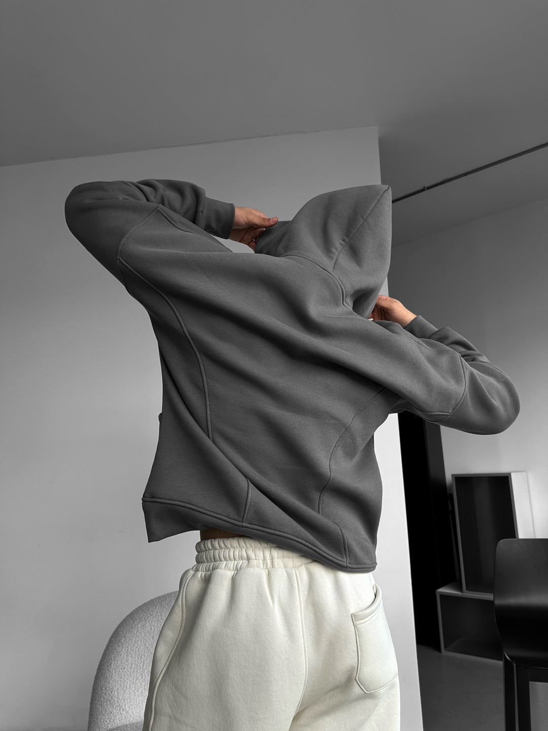 Oversize Stitches Hoodie - Anthracite