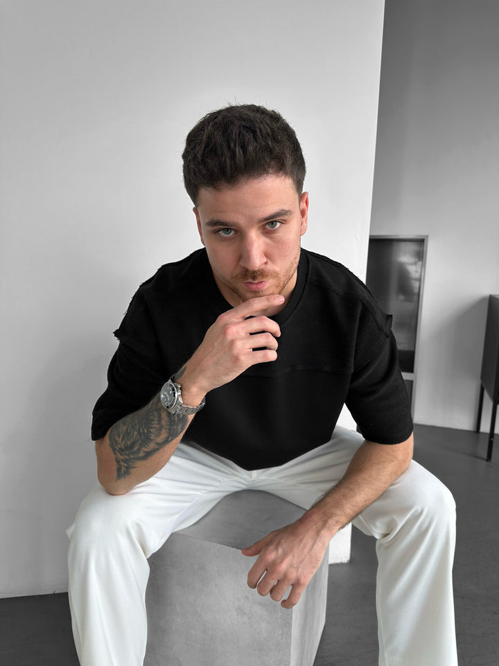 Oversize Seam Detail T-shirt - Black