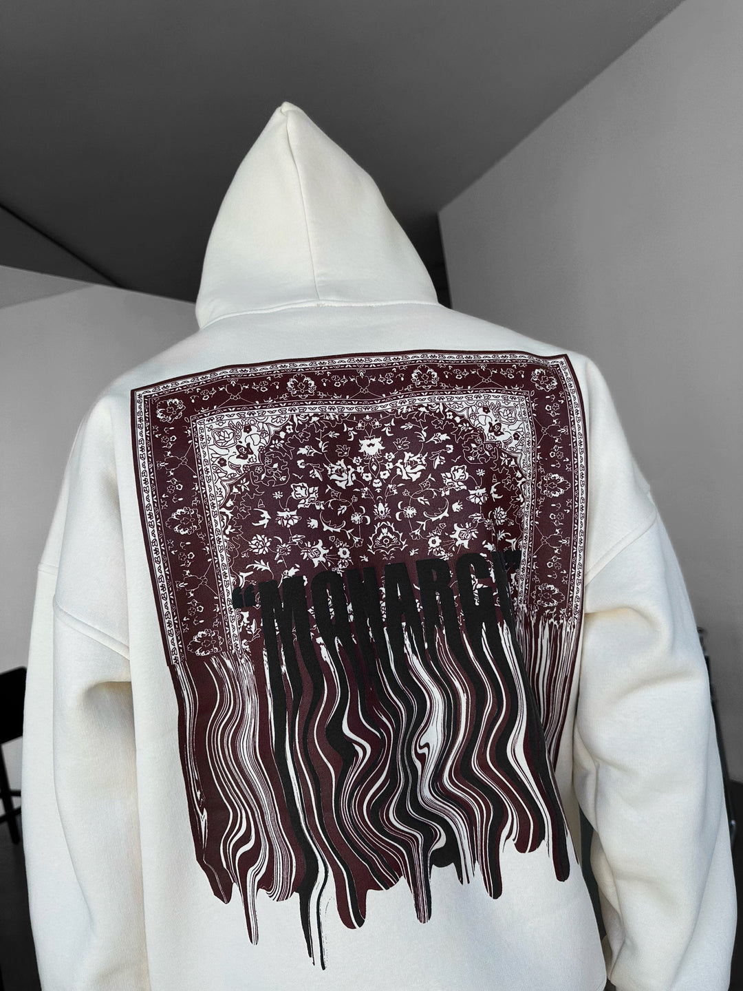Oversize Monarch Hoodie - Beige and Bordeaux