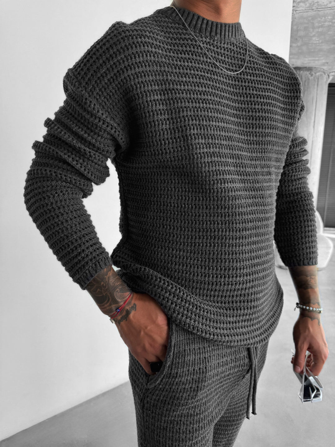Oversize Knit Pullover- Anthracite