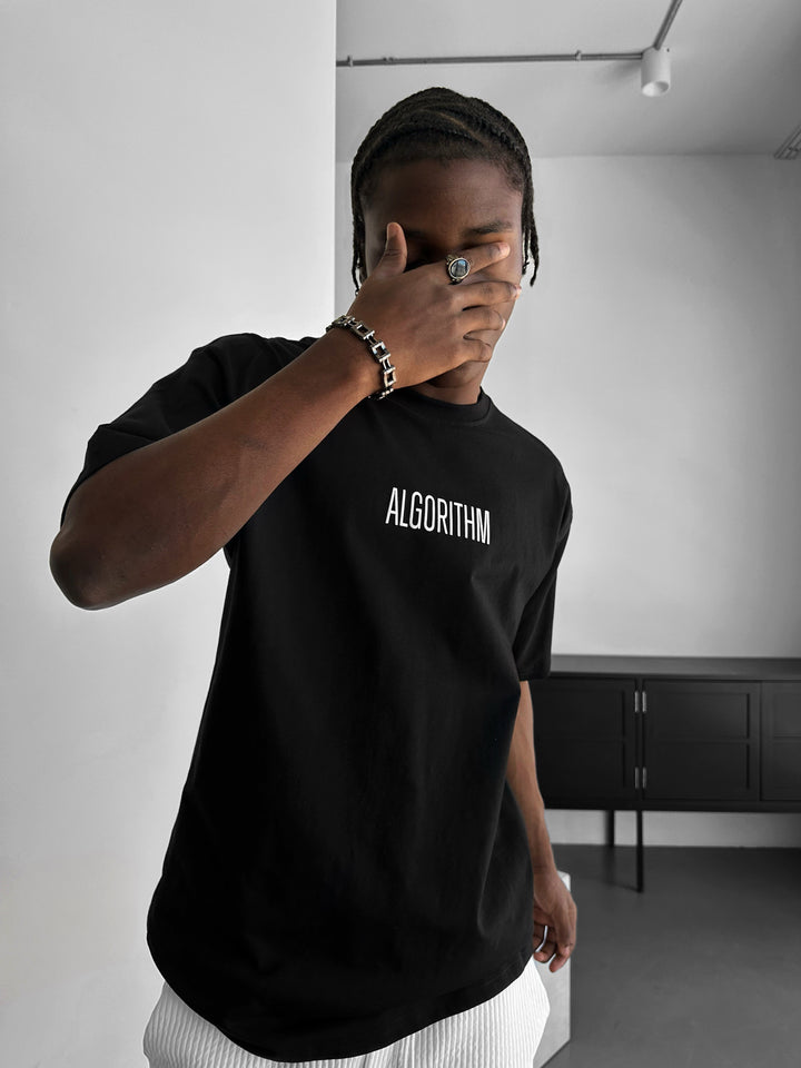 Oversize "Algorithm" T-Shirt - Black and White