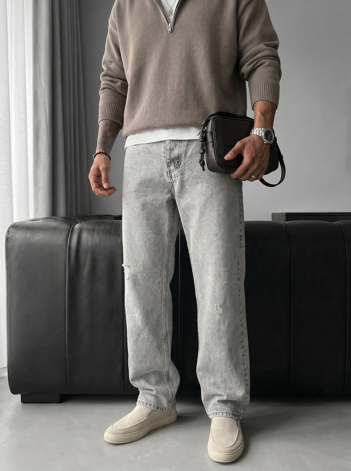 Baggy Torn Jeans - Grey