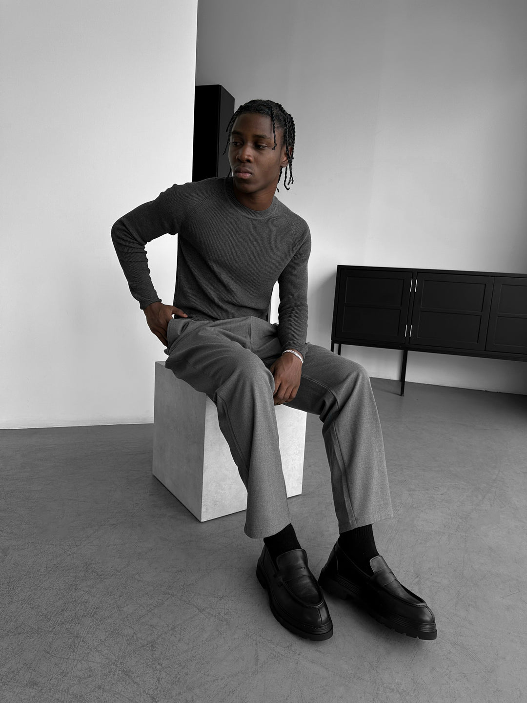 Baggy Chino Trousers - Anthracite