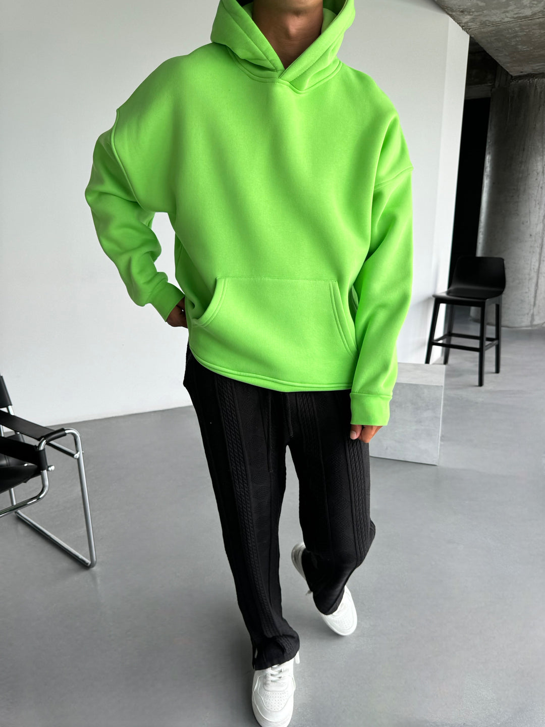 Sweatshirt Kleid Oversize Hoodie Gelb Oversize Basic Hoodie Neon
