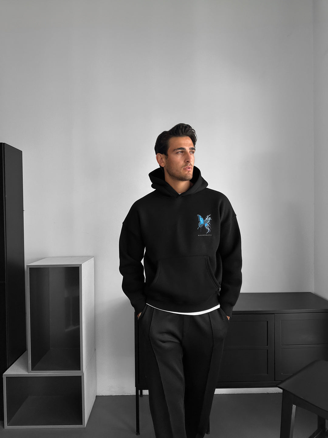 Oversize Broken Butterfly Hoodie - Black