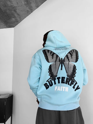 Oversize Butterfly Hoodie - Babyblue