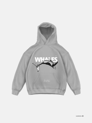 Oversize Whales Hoodie - Grey