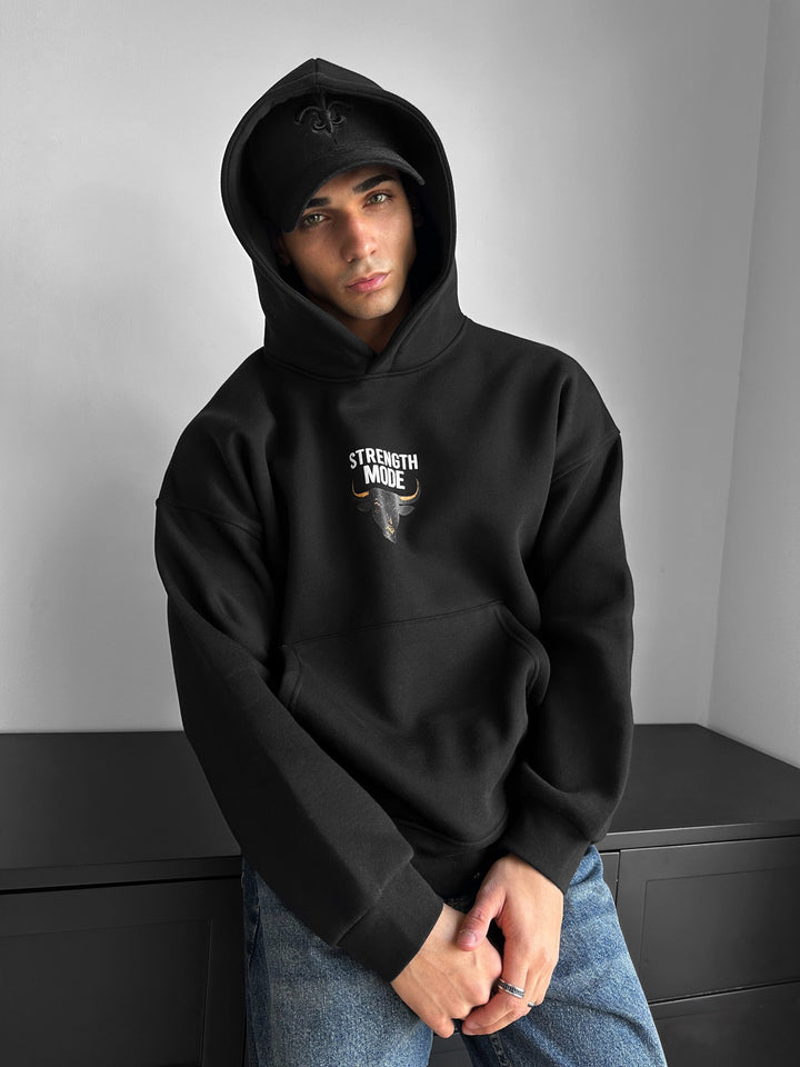 Oversize Strength Mode Hoodie - Black