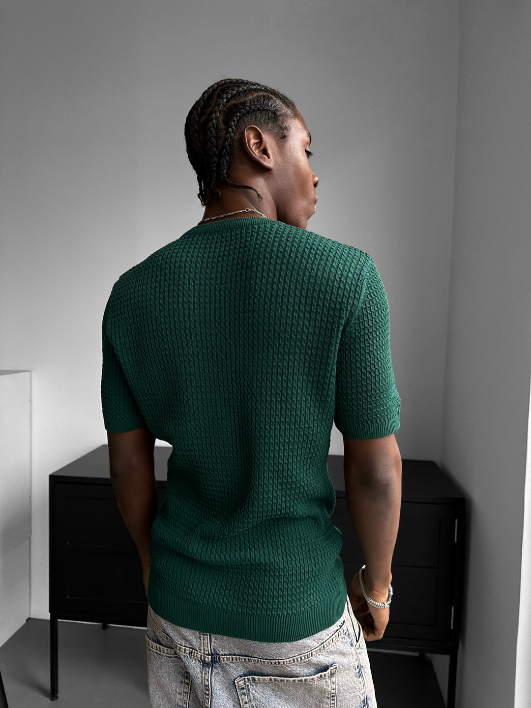 Regular Fit Waffle Button T-shirt - Petrol