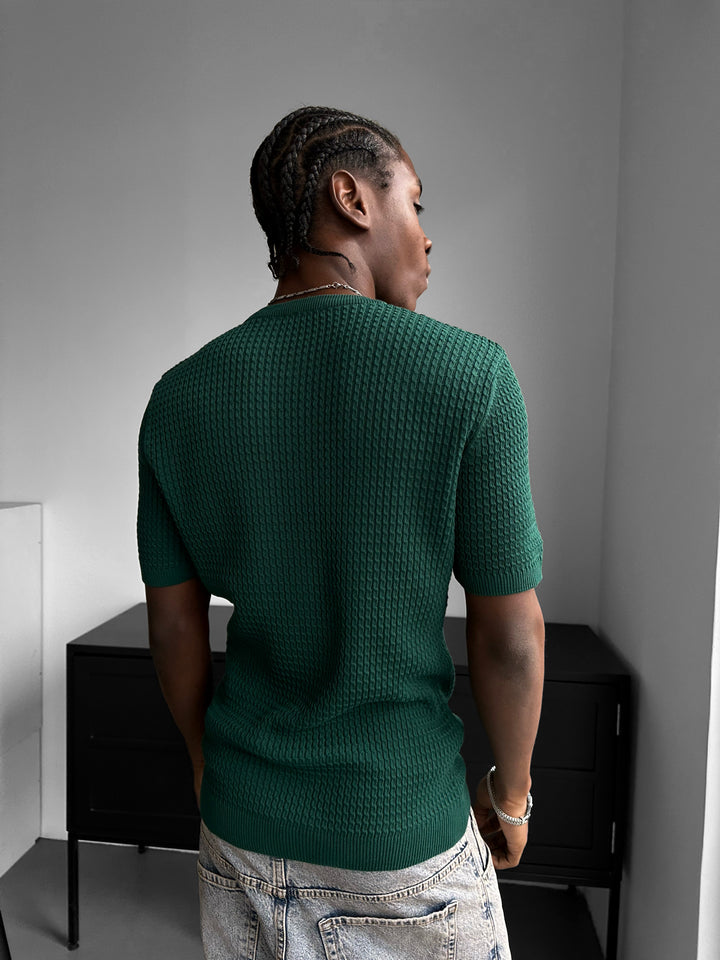 Regular Fit Waffle Button T-shirt - Petrol