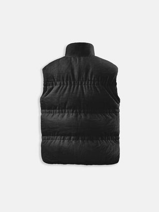 Oversize Detail Linen Vest - Black
