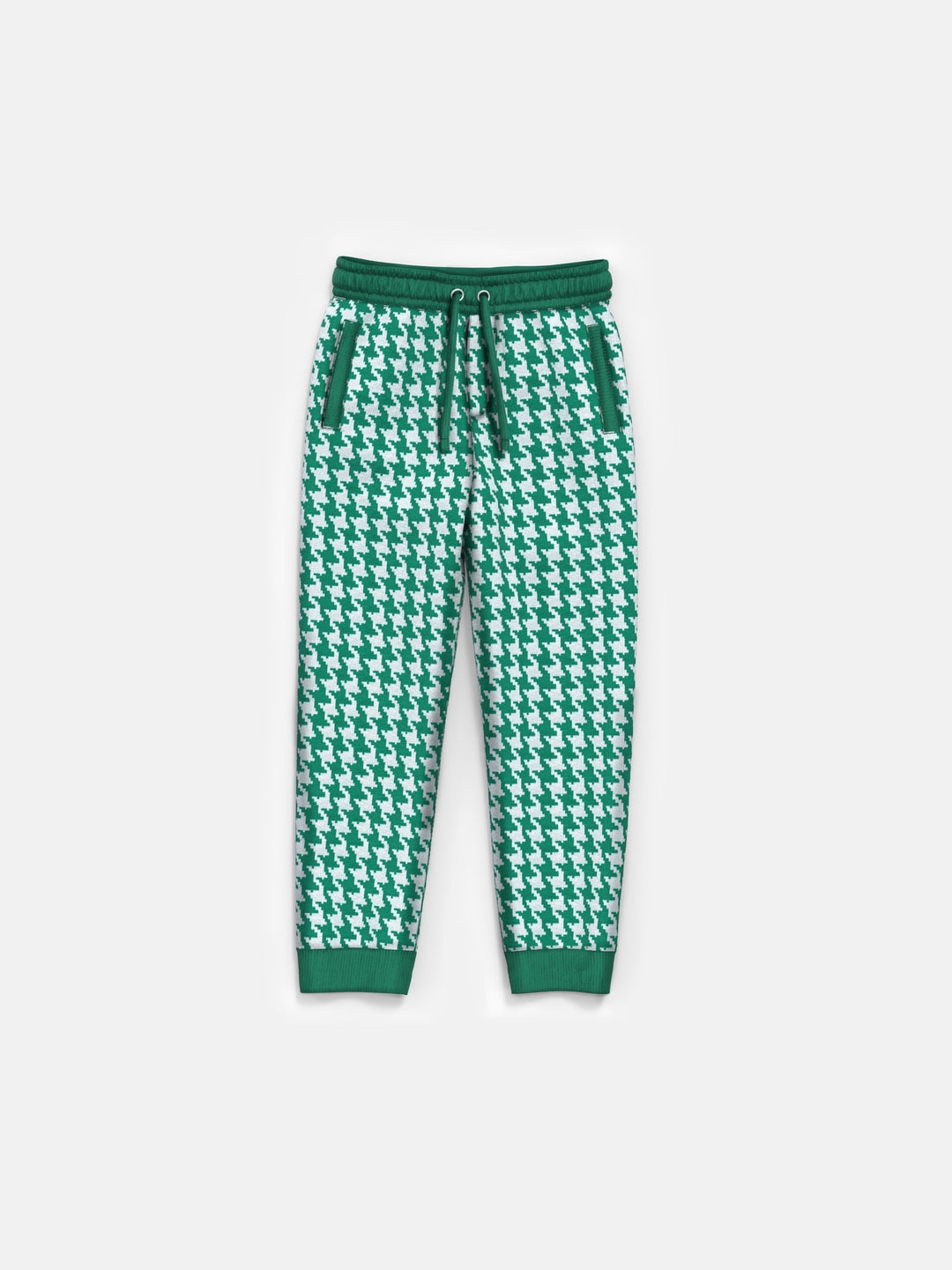 Loose Fit Houndstooth Jogger - Green