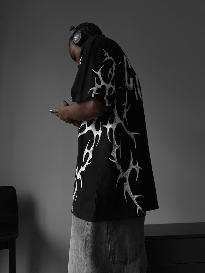 Oversize 'Chaos' T-Shirt - Black