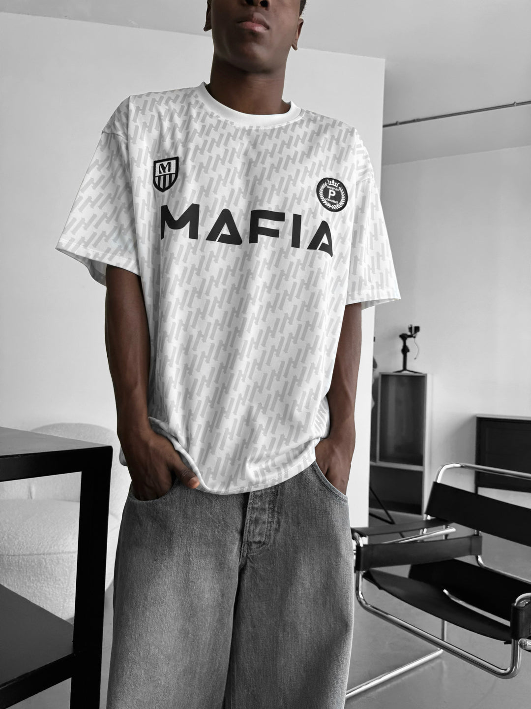 Oversize Mafia Trikot T-Shirt - White