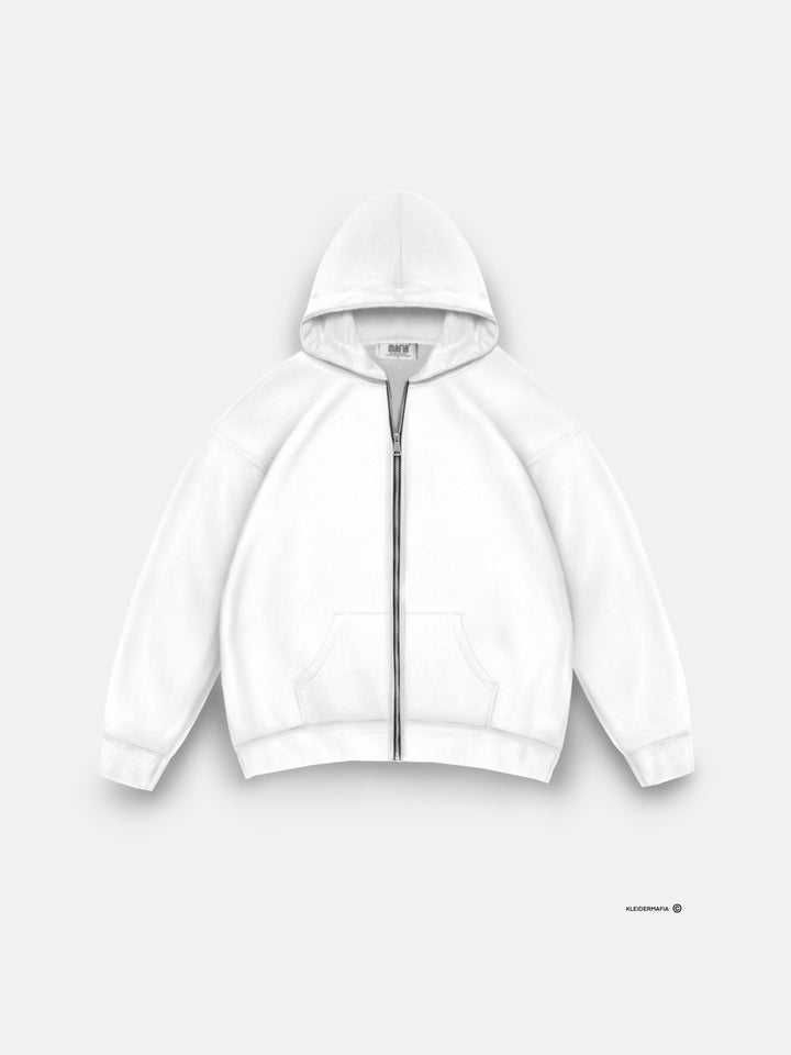 Oversize Basic Zipper Hoodie - Ecru