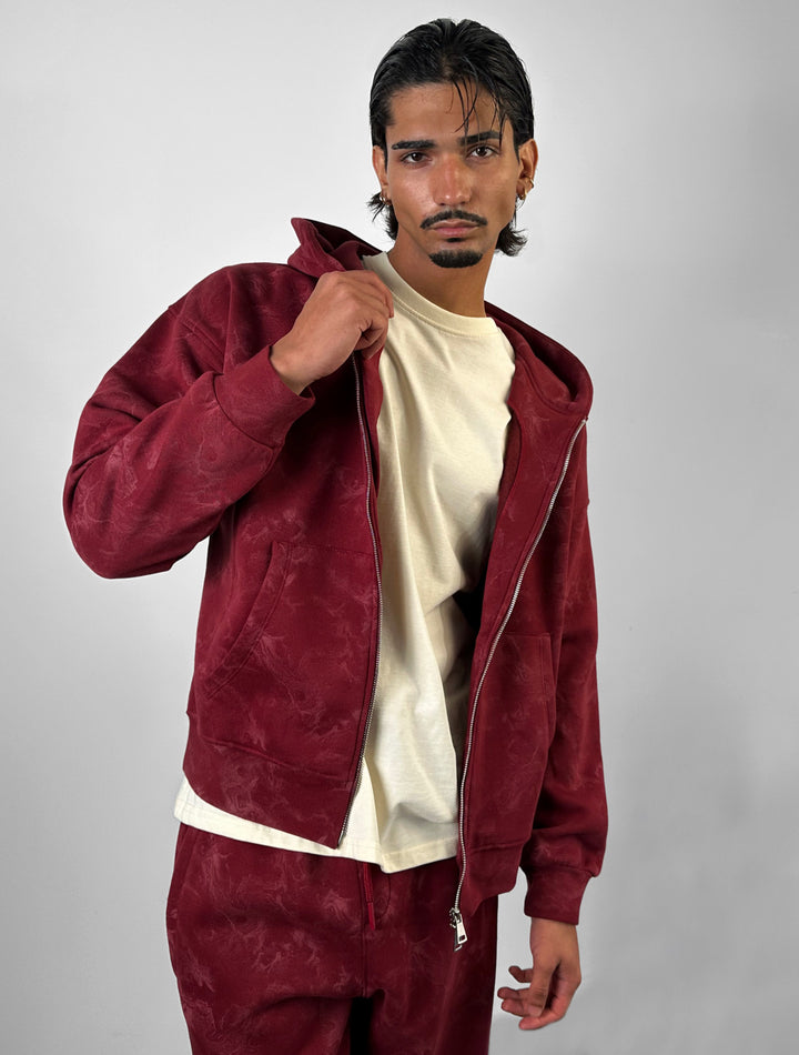 Oversize Double Zip Hoodie - Bordeaux