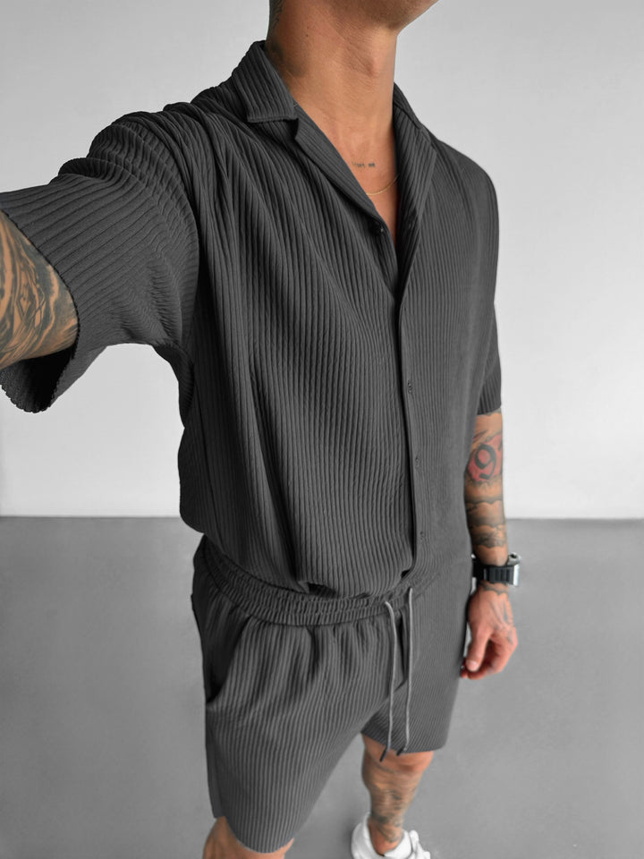 Oversize Ribbed Shirt - Anthracite