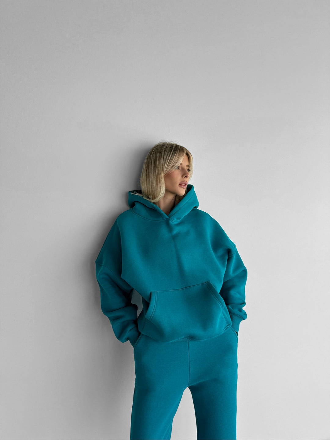 Oversize Basic Women Hoodie - Ocean