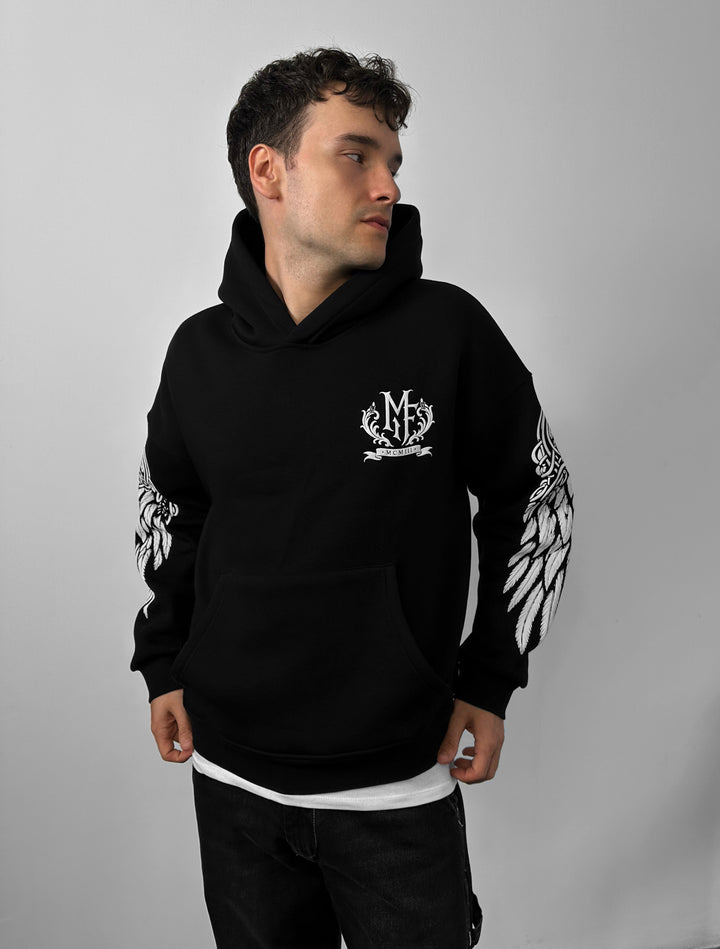 Oversize Wings Hoodie - Black