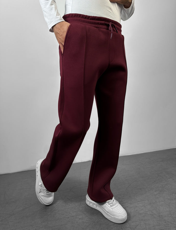 Loose Fit Seam Trousers - Bordeaux