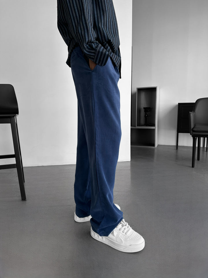 Baggy Tencel Trousers - Navy Blue