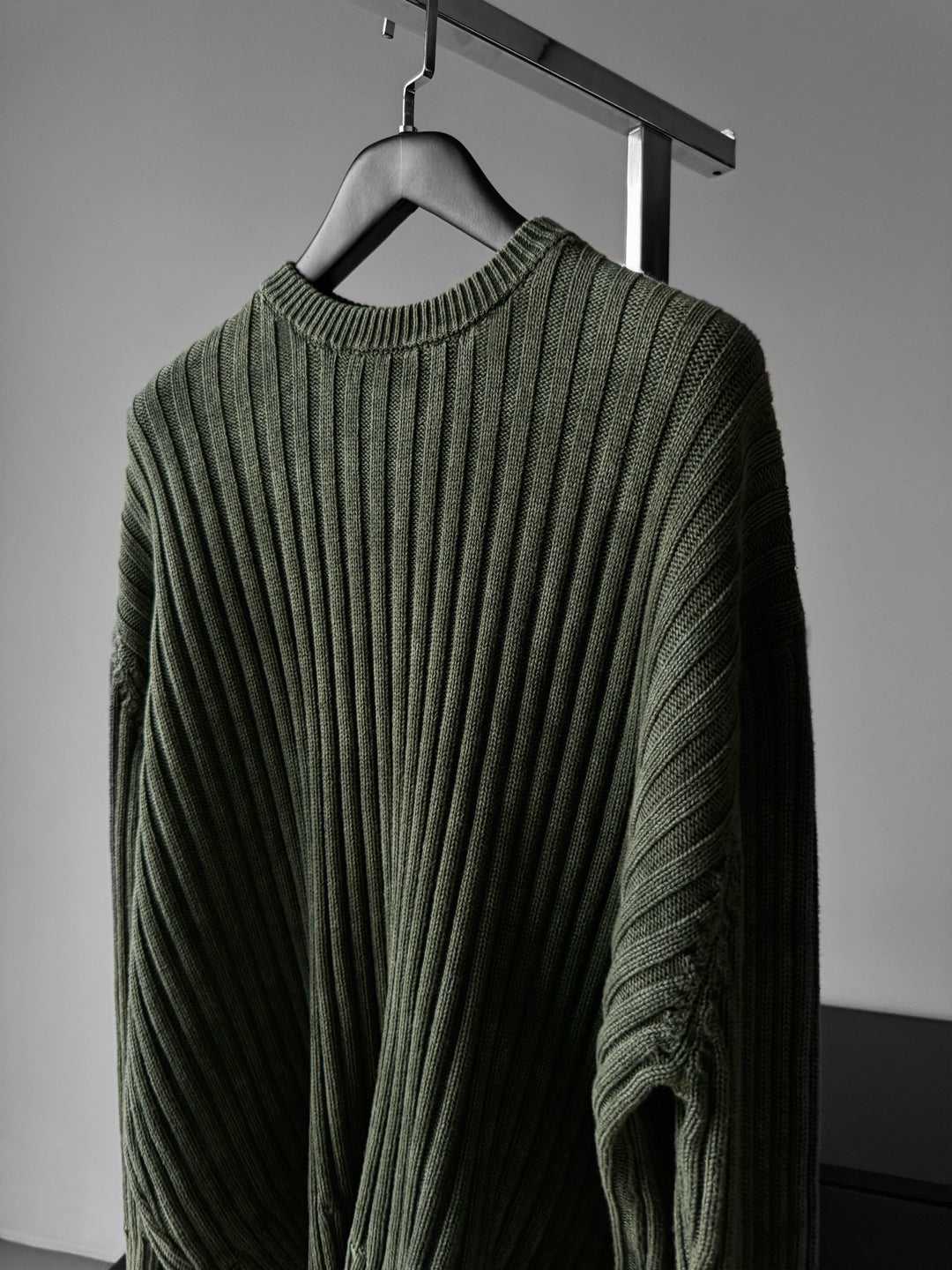 Oversize Ribbed Washed Sweater - Khaki