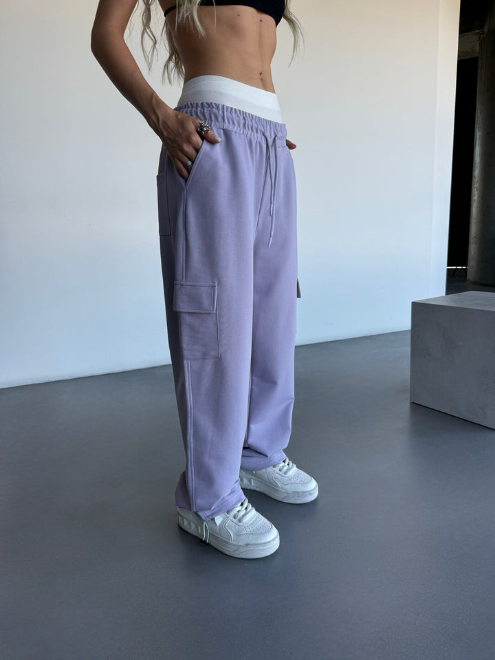 Loose Fit Pocket Trousers - Lila