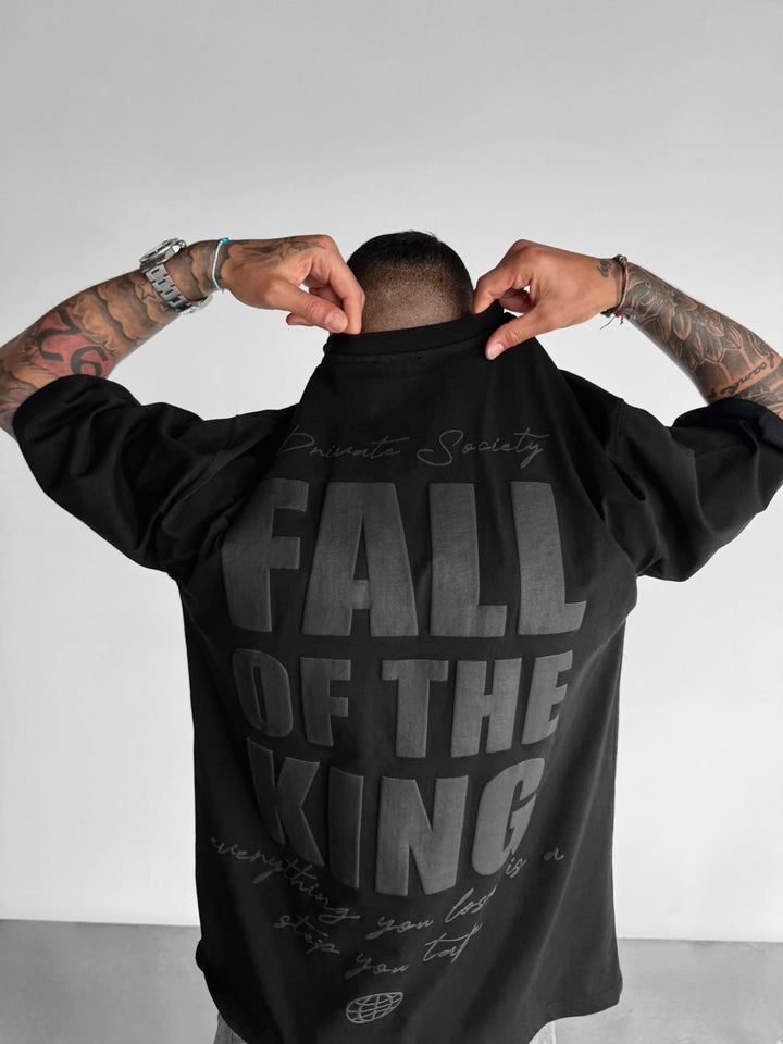 Oversize 'Fall of the King' T-shirt - Black