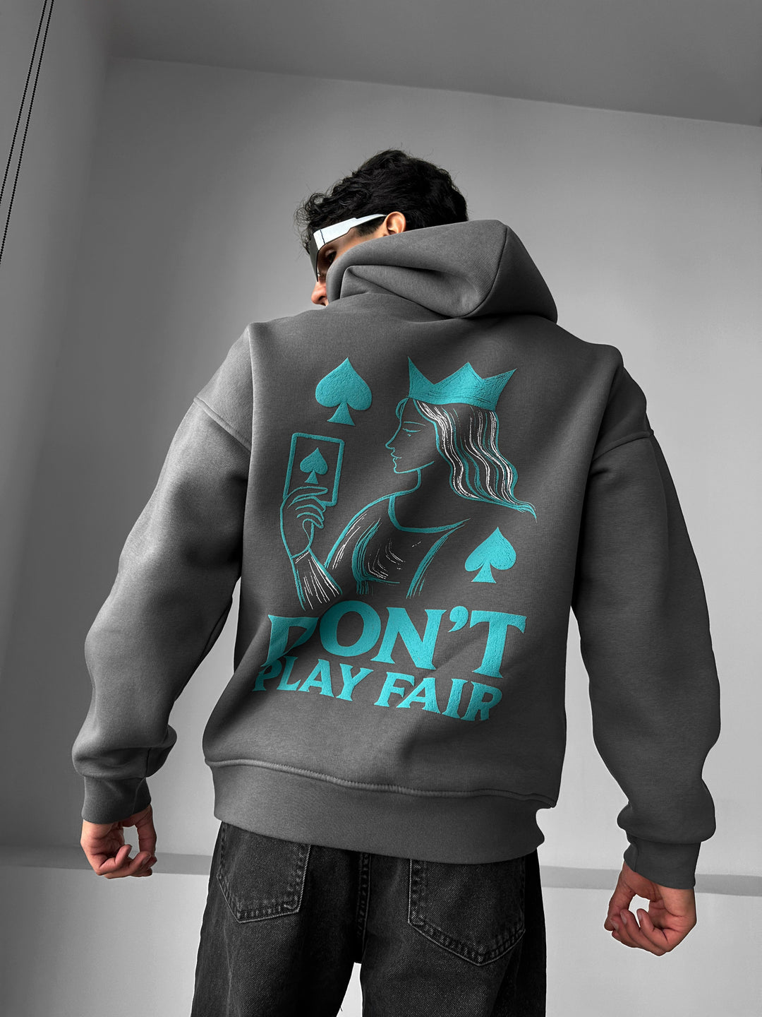 Oversize Don't Play Fair Hoodie - Anthracite