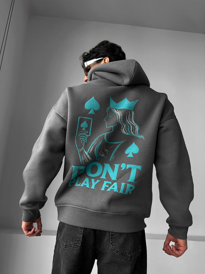 Oversize Don't Play Fair Hoodie - Anthracite