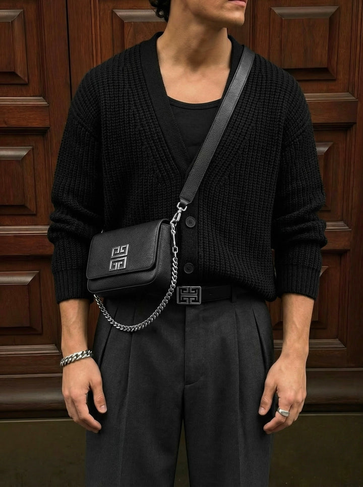 Oversize Crop Cardigan - Black