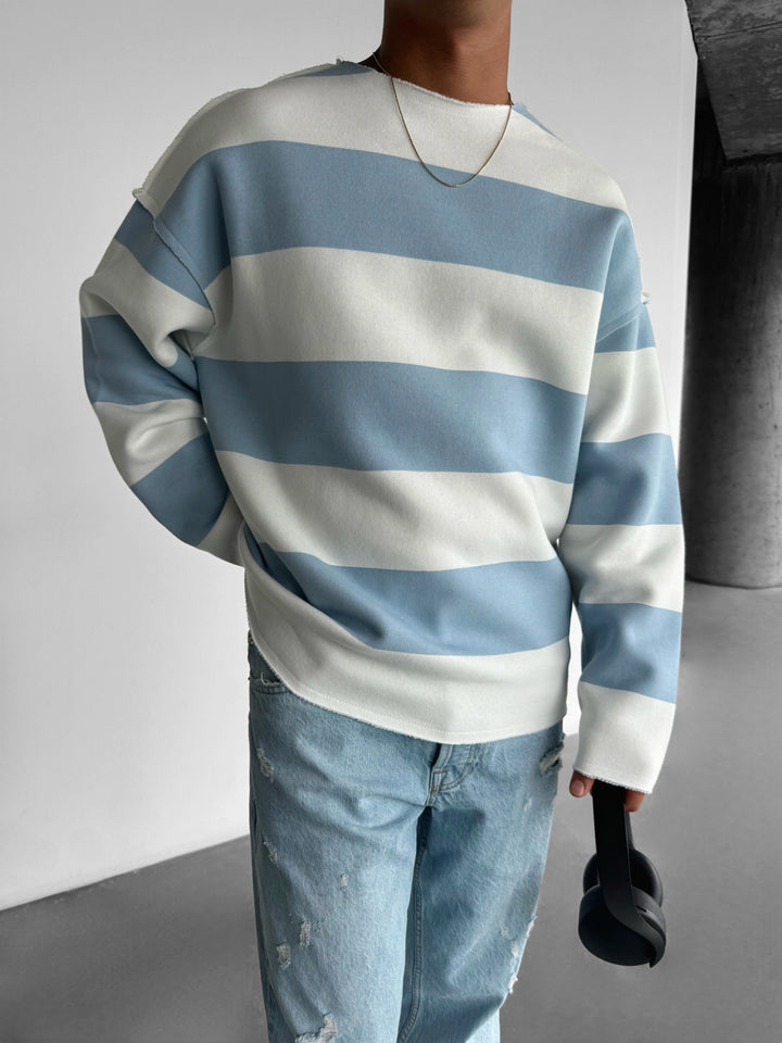 Oversize Strip Sweater - Babyblue