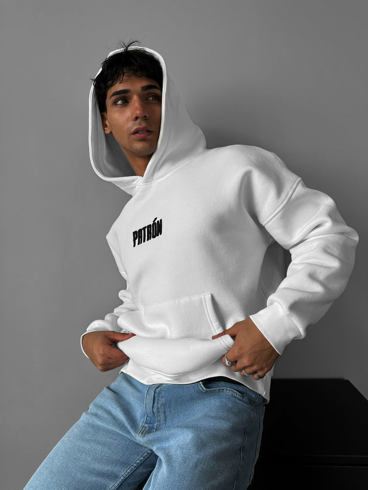 Oversize Detailed Patron Hoodie - Ecru