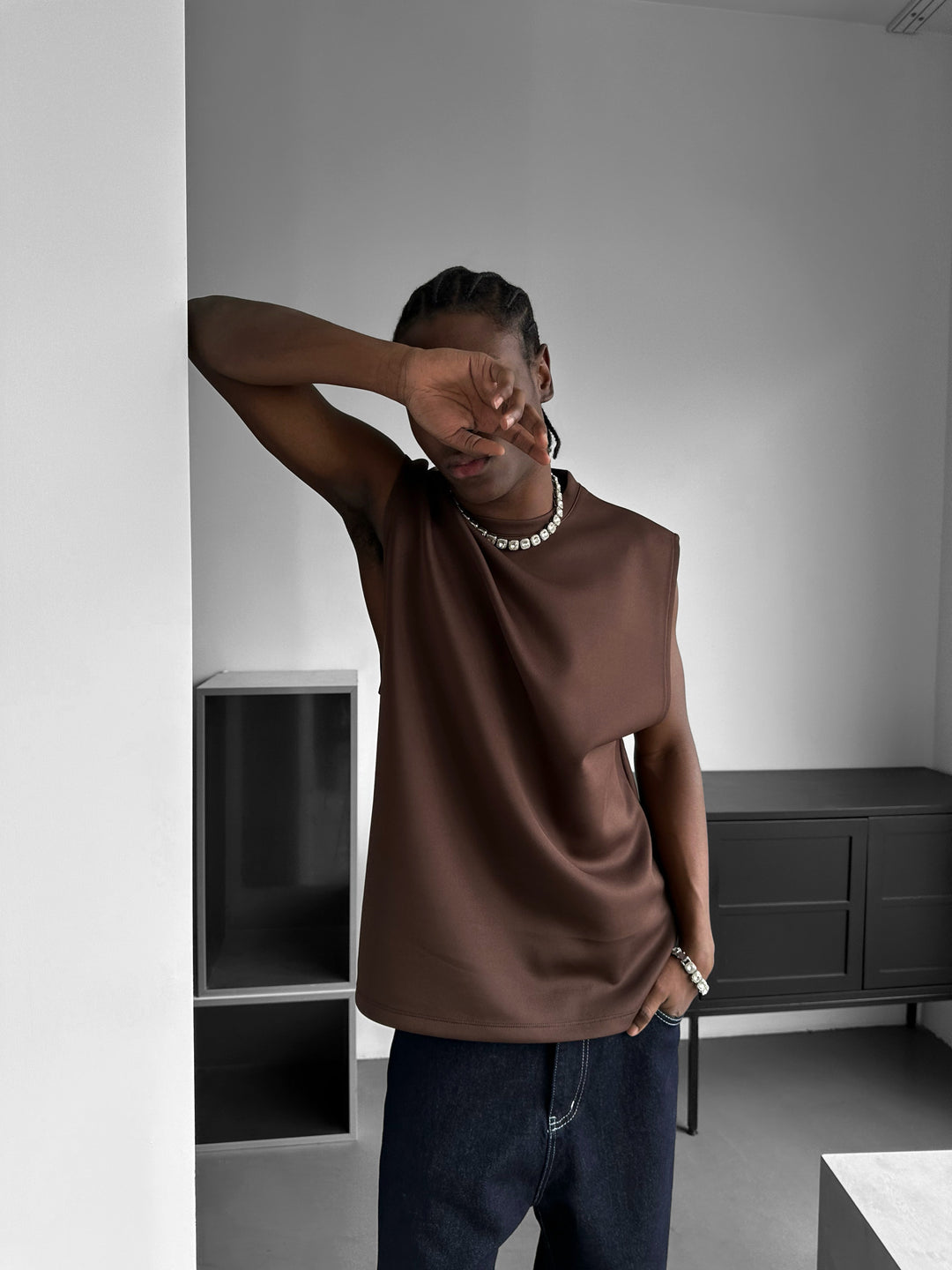 Oversize Diver Tanktop - Brown
