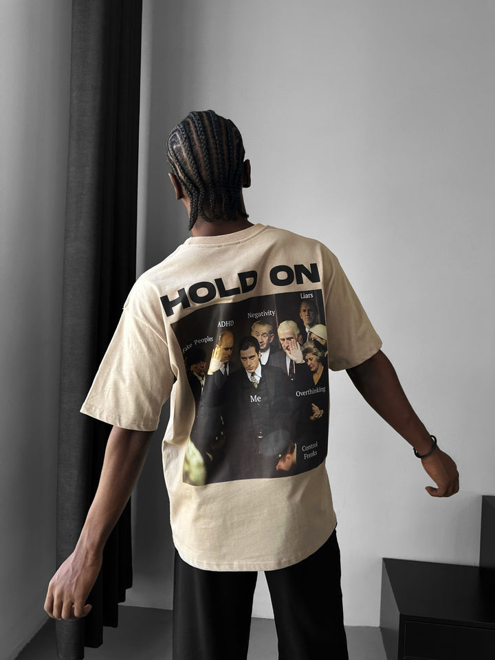 Oversize "Hold On" T-Shirt - Beige