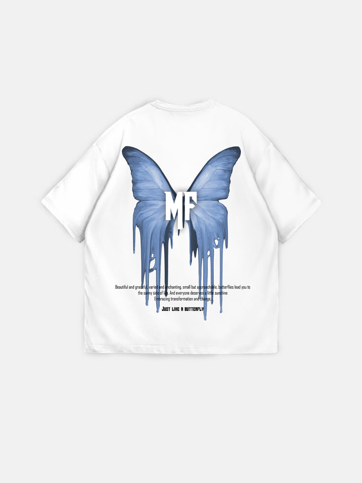 Oversize 'Like a Butterfly' T-Shirt - Ecru