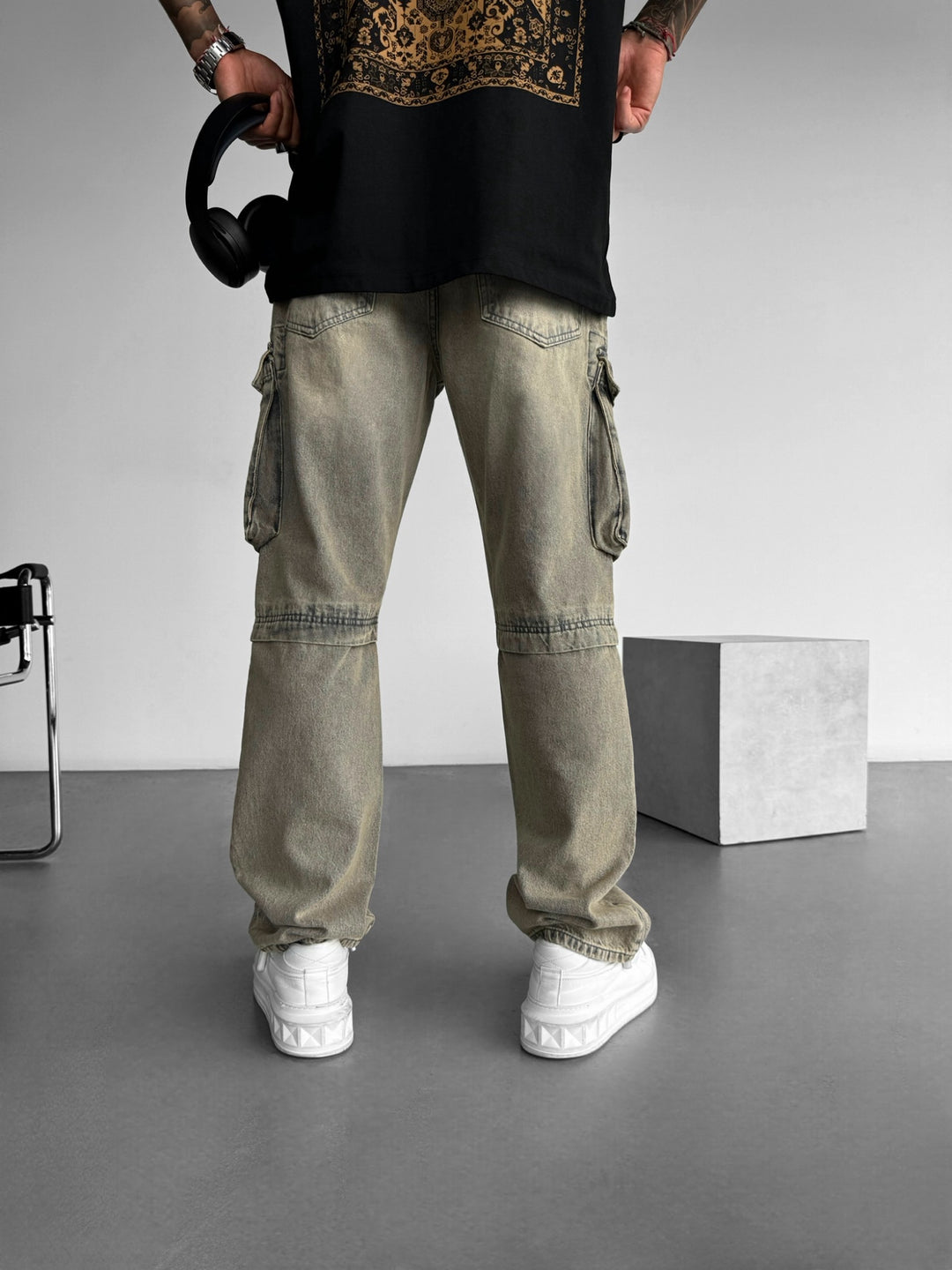 Baggy Cargo Jeans -  Taupe