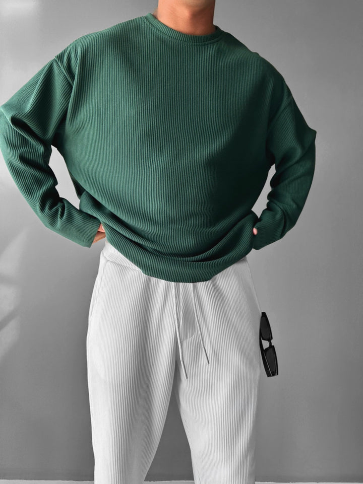 Oversize Cord Sweater - Forest Green