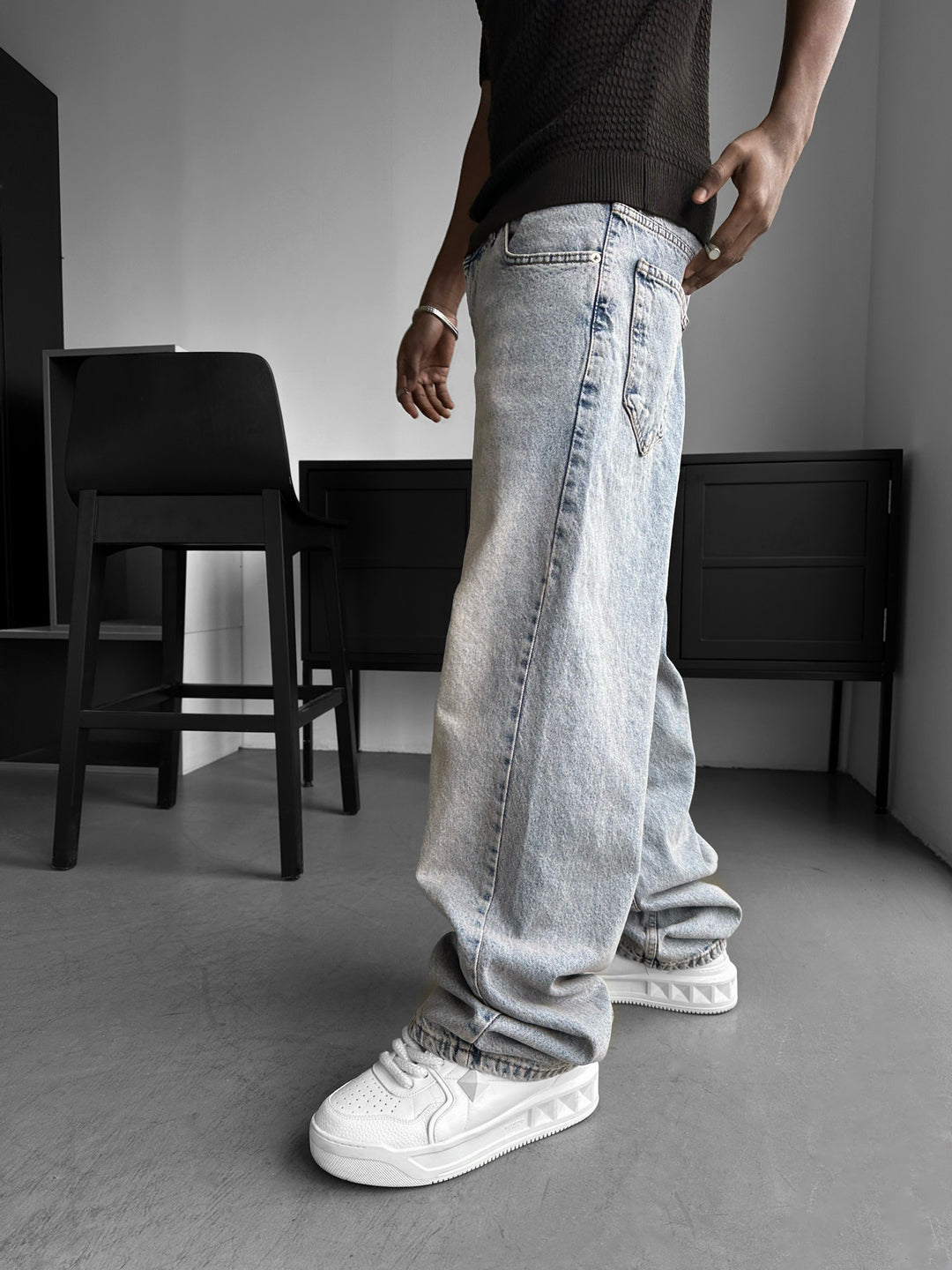 Relax Baggy Washed Jeans - Dark Blue