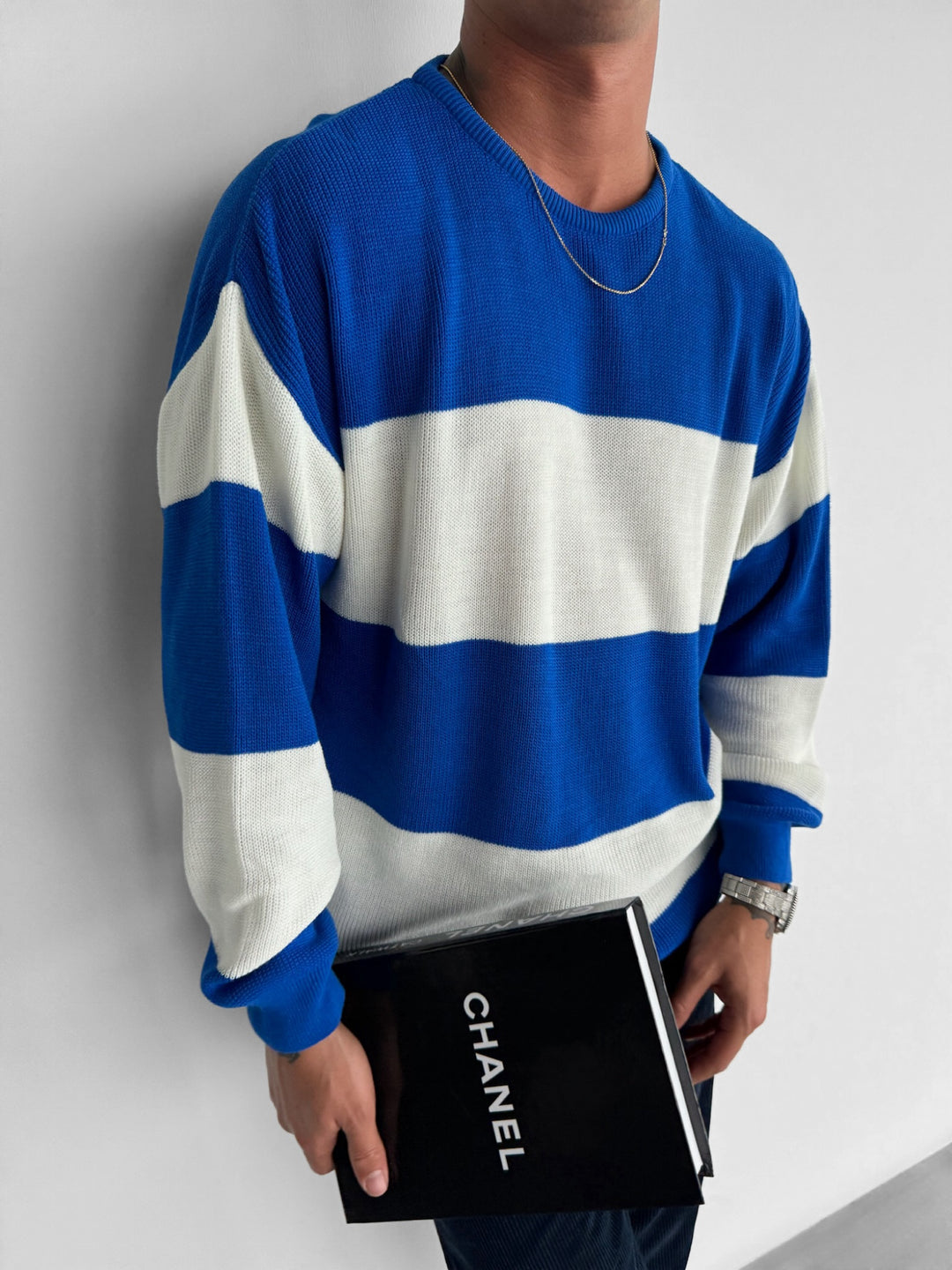 Loose Fit Strip Knit Sweater Saks – Kleidermafia