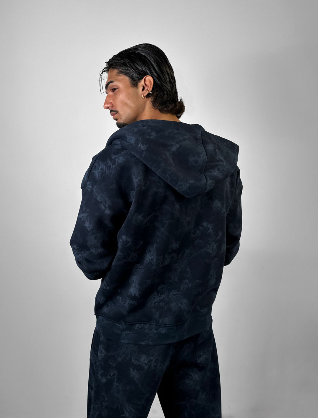 Oversize Double Zip Hoodie - Navy Blue
