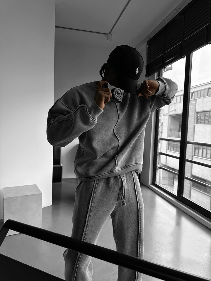 Oversize washed Seam Sweater - Anthracite