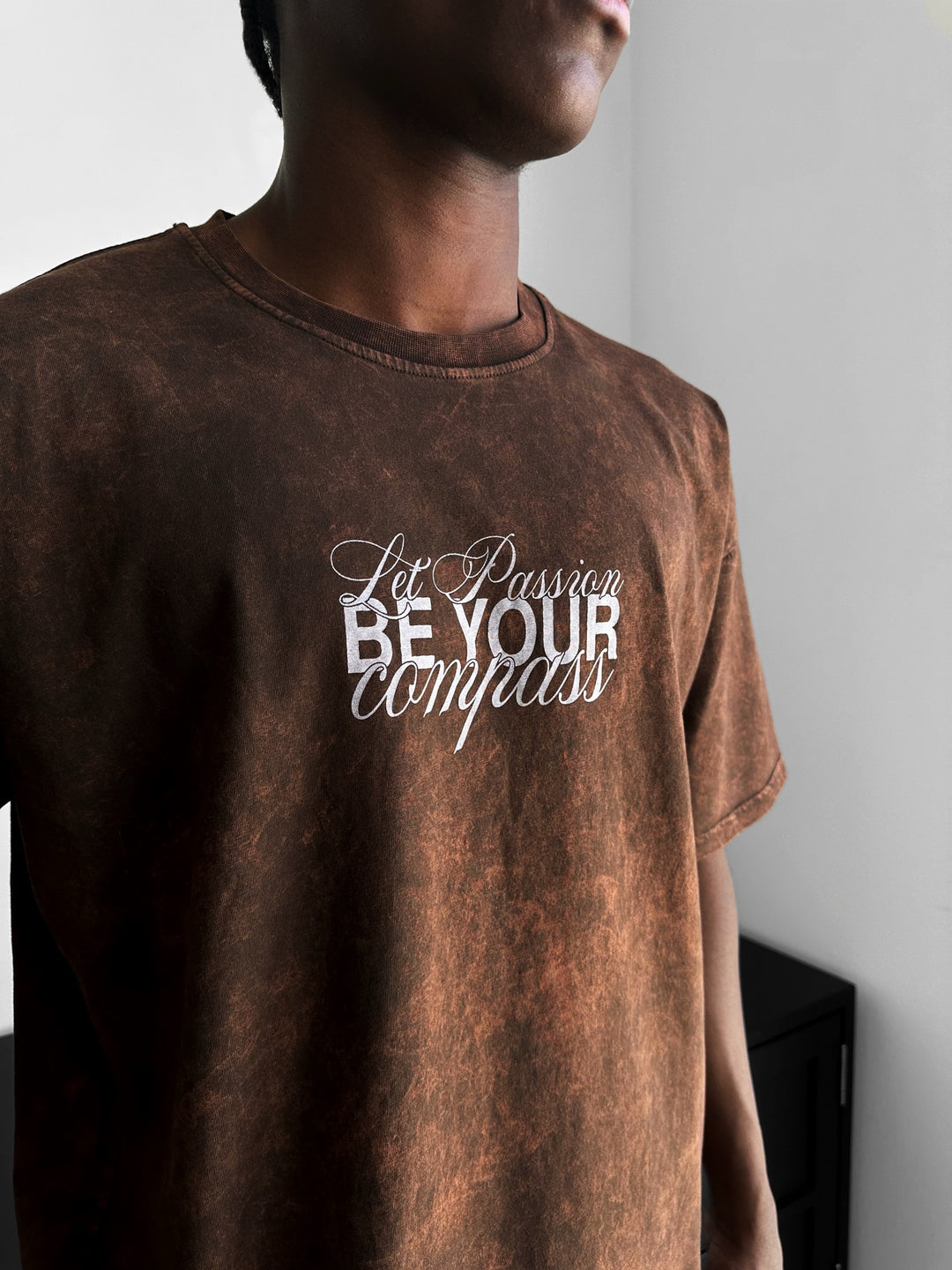 Oversize Washed 'Be your Soul Shine' T-Shirt - Brown