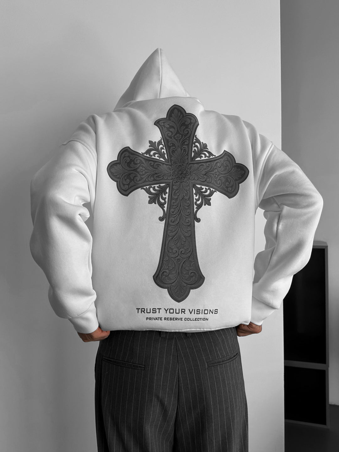 Oversize Cross Hoodie - White
