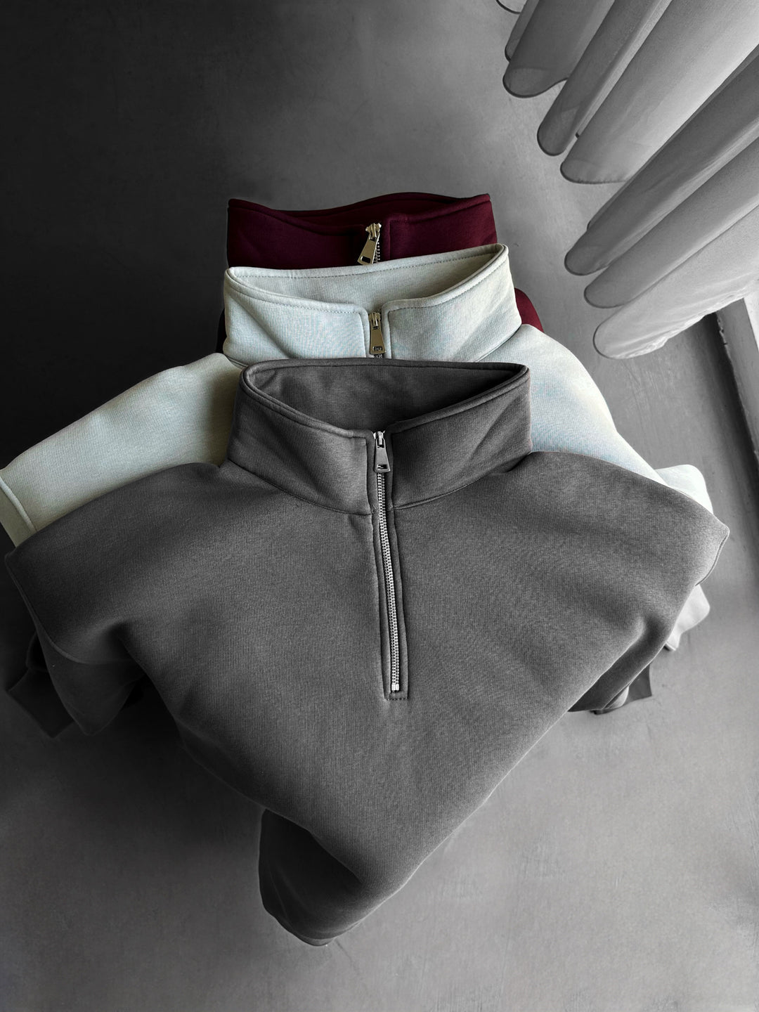 Oversize Half-Zip Polo Sweatshirt - Anthracite