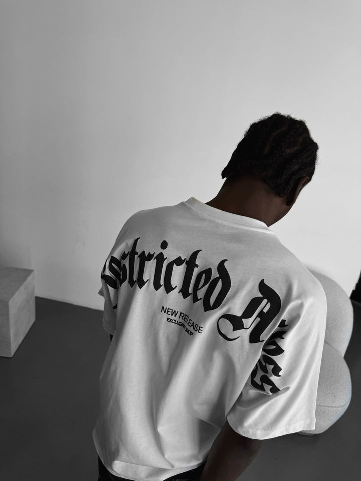 Oversize 'Restricted Access' T-Shirt - Ecru