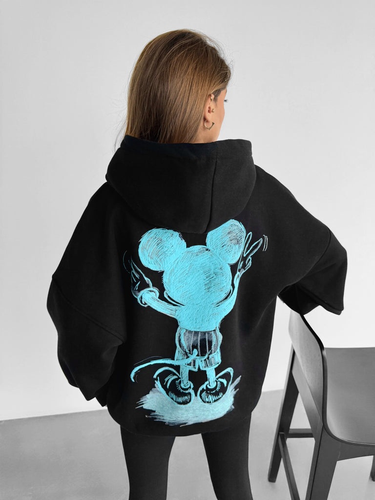 Oversize Women Mouse Hoodie - Black and Blue – Kleidermafia 